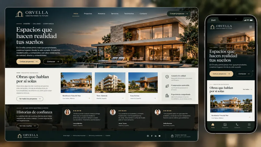 Ejemplo de página web: Inmobiliaria o catálogo